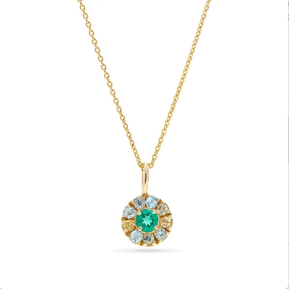 Stone and Strand Floating Emerald Pendant Necklace